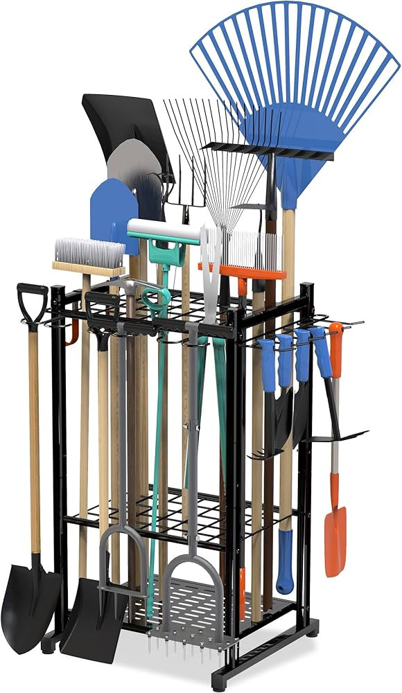 Garden Tool Organizer Rack Up to 50 Tools, Heavy-Duty Steel Yard Tool Organizer for Garage Storag... | Amazon (US)