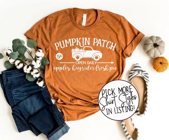 Read the full title
    Pumpkin Patch Shirt - Fall Shirt For Women - Cute Fall Graphic Tee - Truc... | Etsy (US)