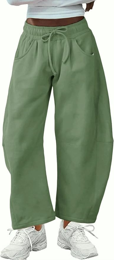 SeekMe Women's Barrel Leg Sweatpant Drawstring Elastic Waisted Wide Leg Pants Casual Cotton Palaz... | Amazon (US)