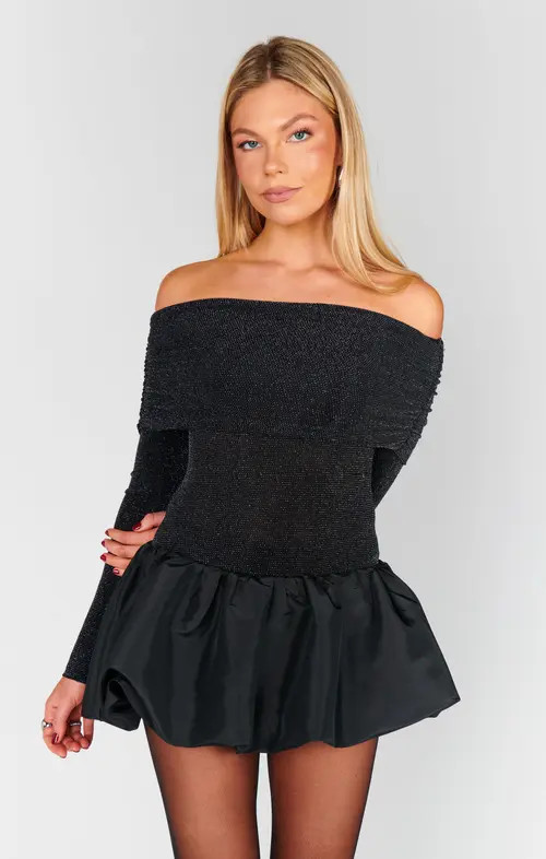 Show Me Your Mumu Charlize Mini Dress in Black Dancing Queen Shine at Nordstrom, Size Small | Nordstrom