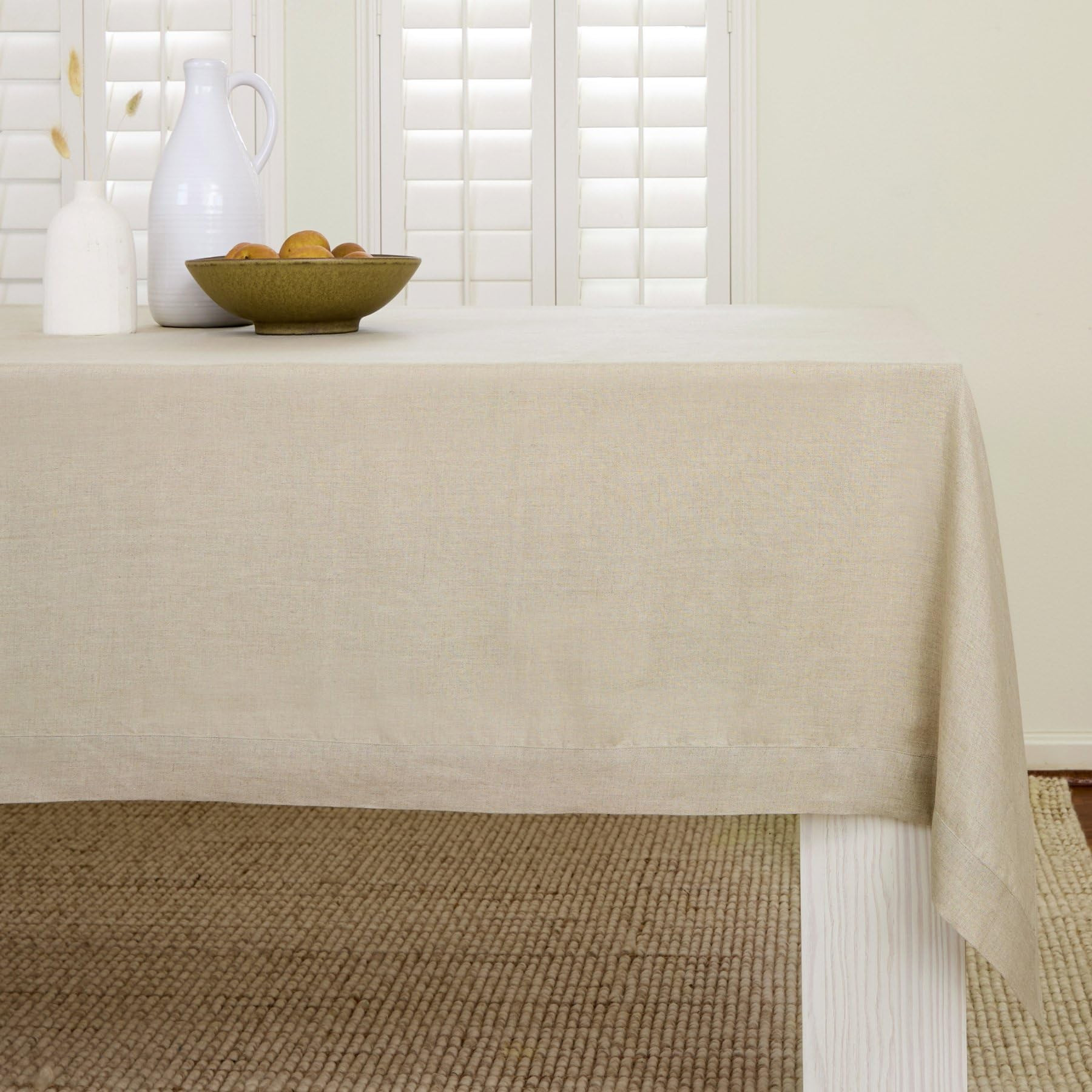 Solino Home Linen Natural Tablecloth 60 x 108 Inch - 100% Pure Linen Rectangular Tablecloth - Mac... | Amazon (US)