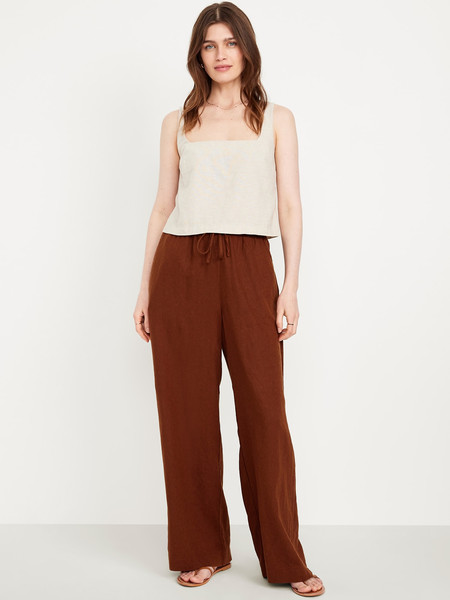 High-Waisted Linen-Blend Super Wide-Leg Pants | Old Navy (US)