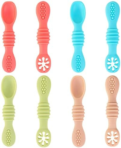 Baby First Steps Feeding Spoons - BPA-Free Silicone Baby Spoons for Baby Led Weaning - Includes S... | Amazon (US)