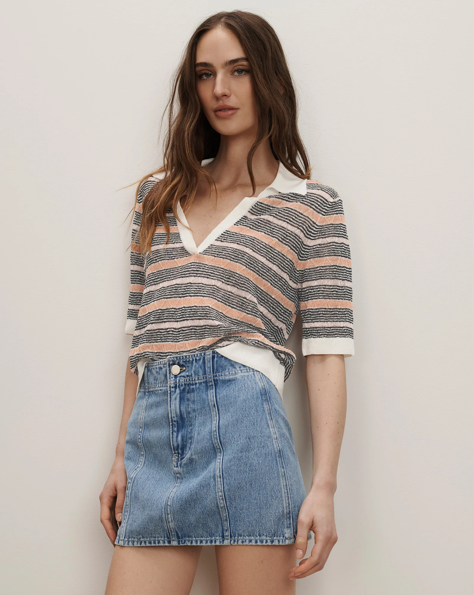 Veronica Beard Marquita Denim Mini Skirt Silver Dust | Veronica Beard