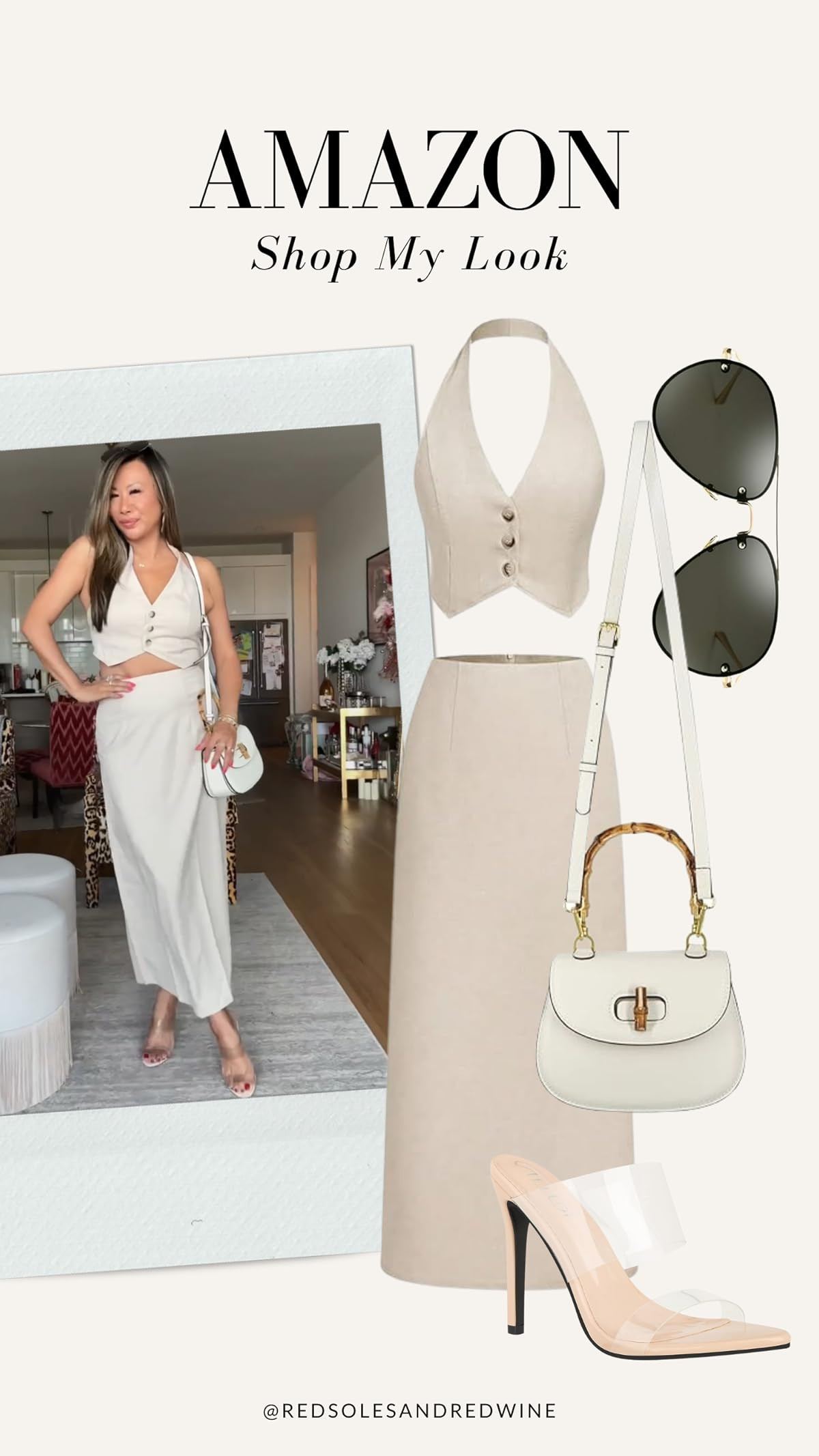 BEAUDRM Women's Elegant 2 Piece Outfits Button Front Halter Neck Vest Crop Top Tank Top and Zippe... | Amazon (US)