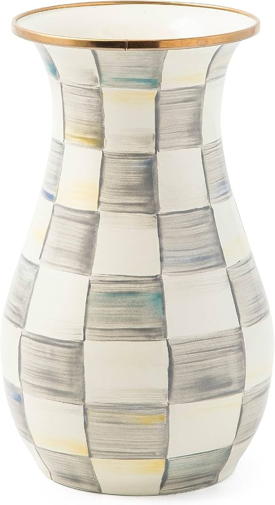 MACKENZIE-CHILDS Tall Enamel Vase, Unique Flower Vase, Bouquet Vase Decor for Living Room, Gray-a... | Amazon (US)