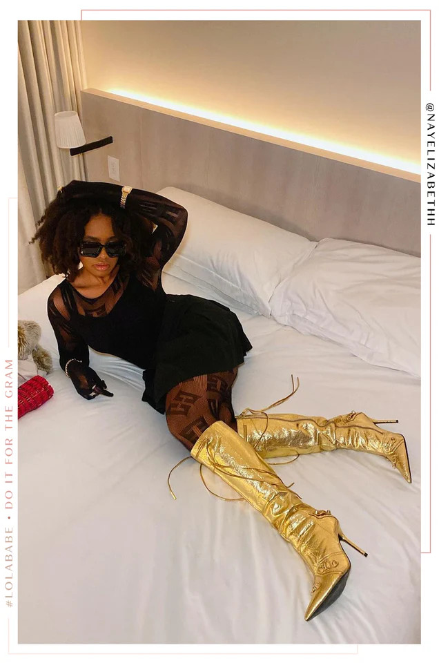 Miss Lola | Gold Knee High Boots | MISS LOLA