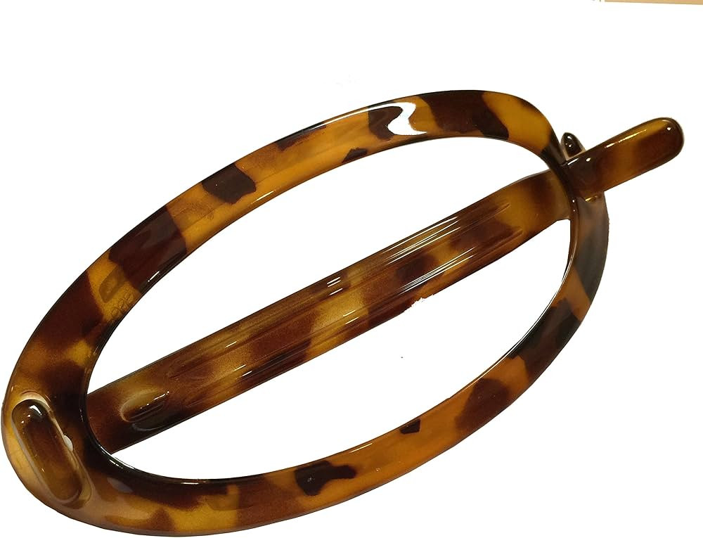 Parcelona French Plain Oval Simple Large Savana Tortoise Ponytail Holder No Metal Hair Clip Barre... | Amazon (US)