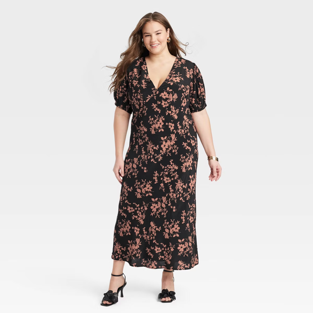 Women's Crepe Puff Short Sleeve Midi Dress - A New Day™ | Target