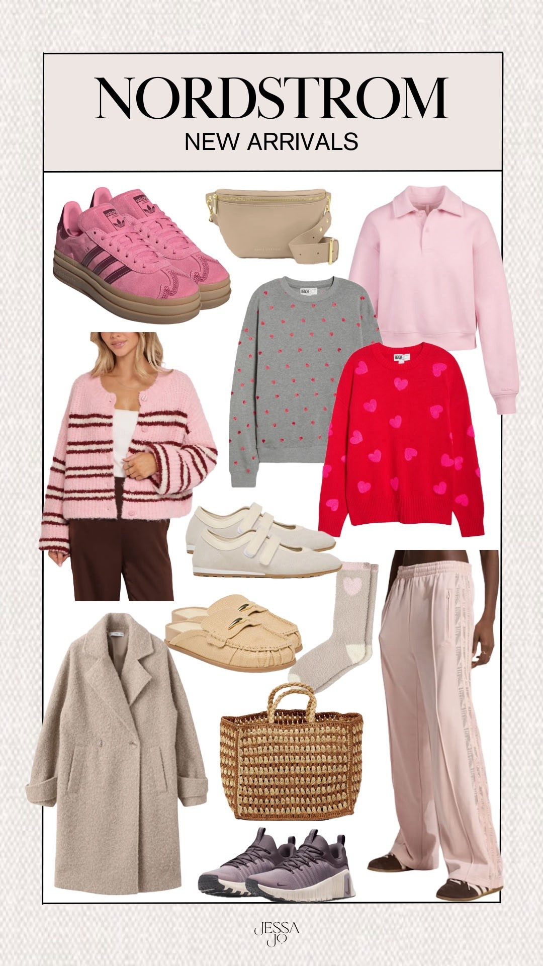 Nordstrom new arrivals. Nordstrom Valentine’s Day style. Nordstrom chic coat. Pink lace trim adidas track pants. Heart embellished sweater. Pink adidas. Valentine’s Day adidas. Trendy new Nordstrom finds  

#LTKootd #LTKSeasonal #LTKValentine