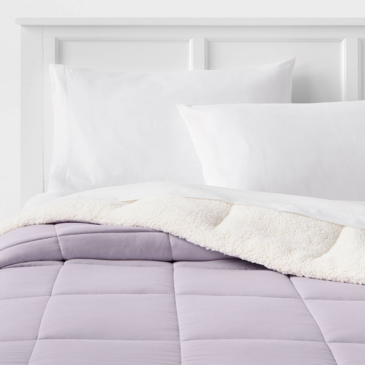 Faux Shearling Washed Microfiber Reversible Comforter - Room Essentials™ | Target