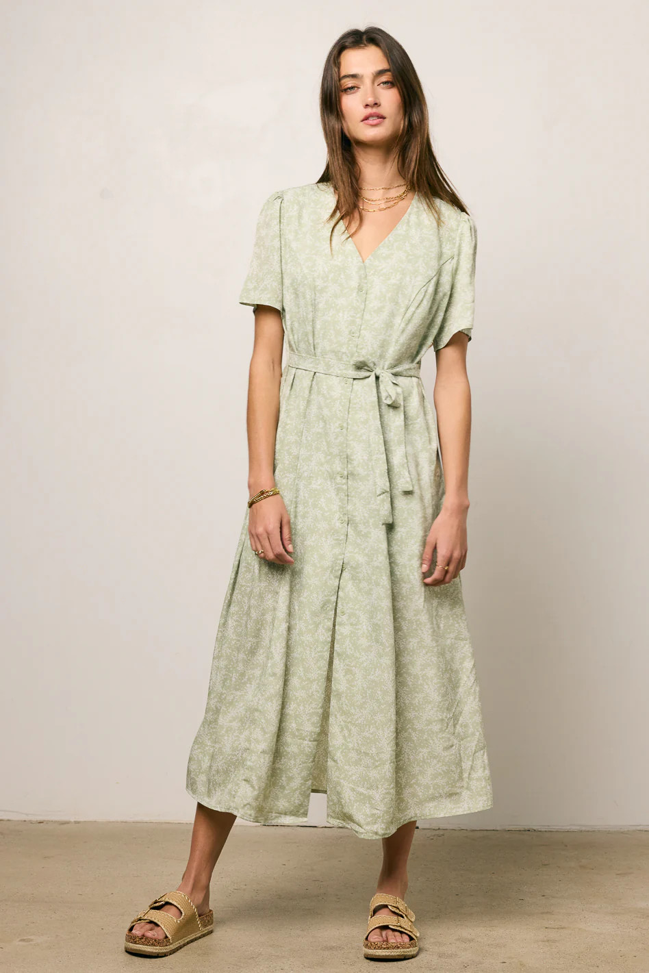 Kade Floral Midi Dress in Sage - FINAL SALE | Böhme US