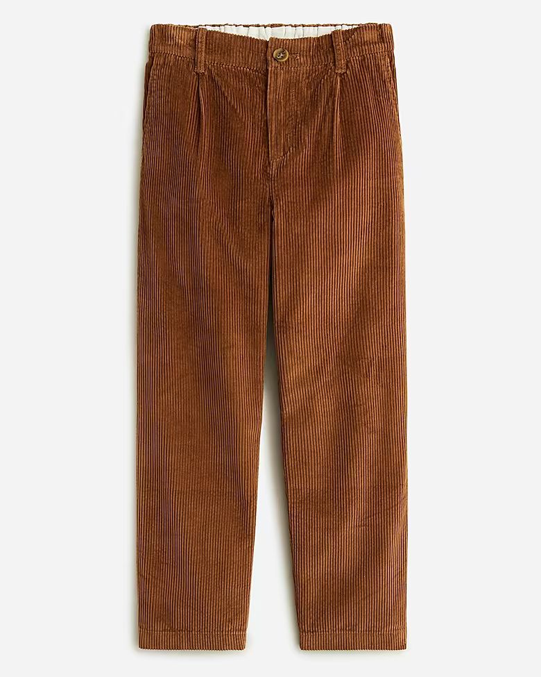 Kids' wide-wale pleated corduroy pant | J. Crew US