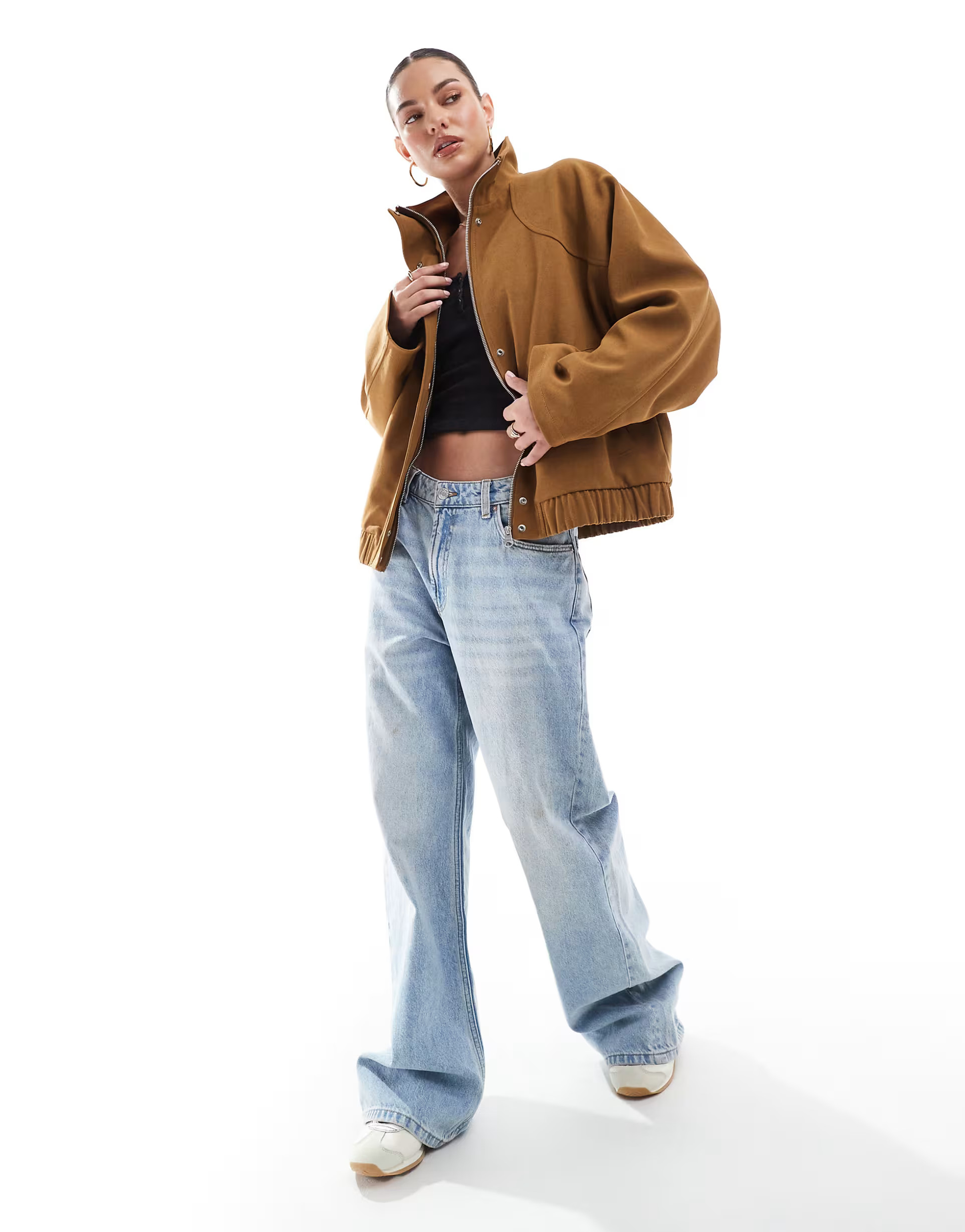 Pull&Bear faux suede Dad jacket in brown | ASOS (Global)