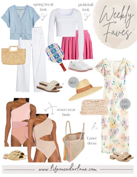 Weekly Faves- check out what we are loving! From new arrivals, sales, resort wear and more! Loving this pretty floral dress look & so many new resort wear finds! 

#easterdress #resortwear #tennis #pickleball #springbreak




#LTKswim #LTKsalealert #LTKtravel