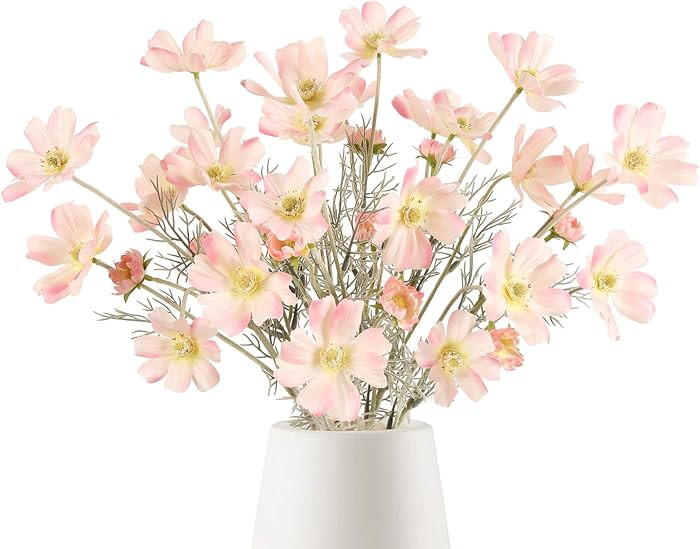 6PCS Cosmos Silk Flowers 24'' Fake Wild Flowers Light Pink Daisy Flowers with Stems for Wedding P... | Amazon (US)