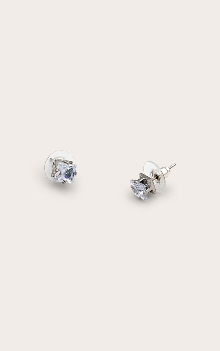 Valeane Silver Crystal Studs | PrettyLittleThing US