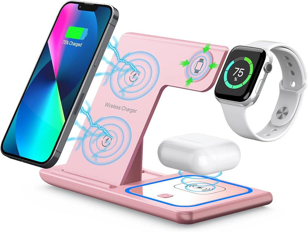 Wireless Charging Station, 3 in 1 Wireless Charger Stand, Fast Wireless Charging Dock for iPhone ... | Amazon (US)