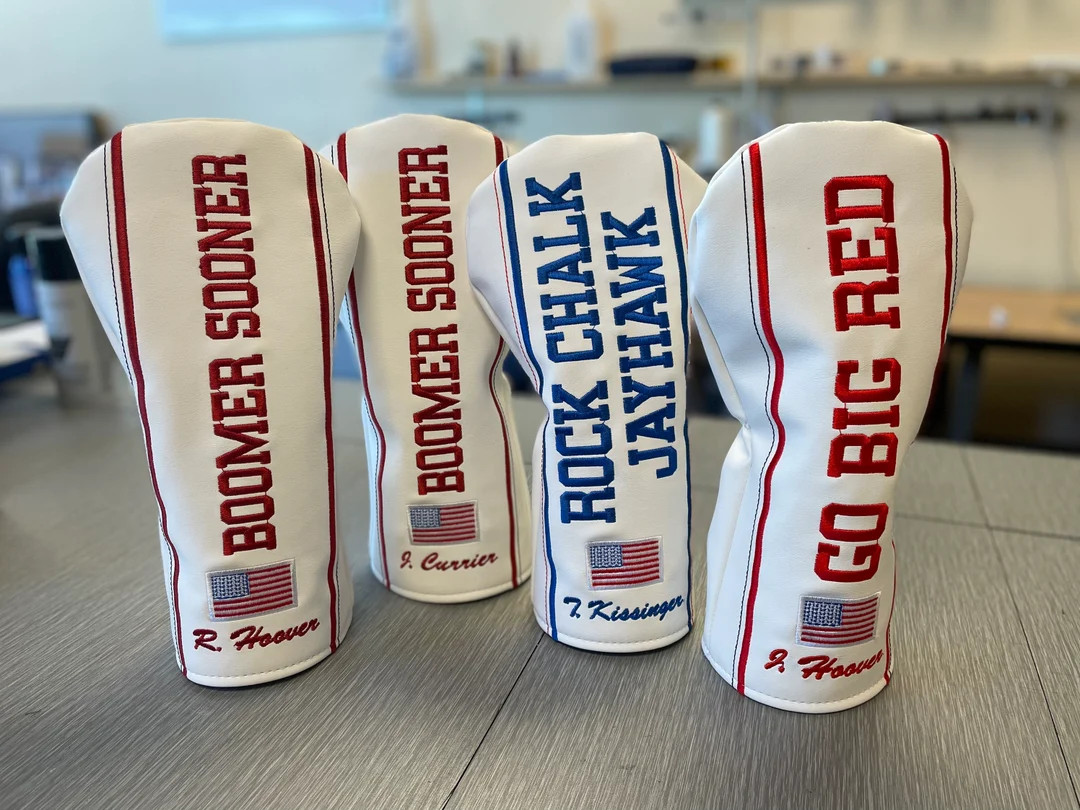 US Flag Team Head Cover, Text Only Head Covers for Your School Team With US Flag, Faux Leather ~ ... | Etsy (US)