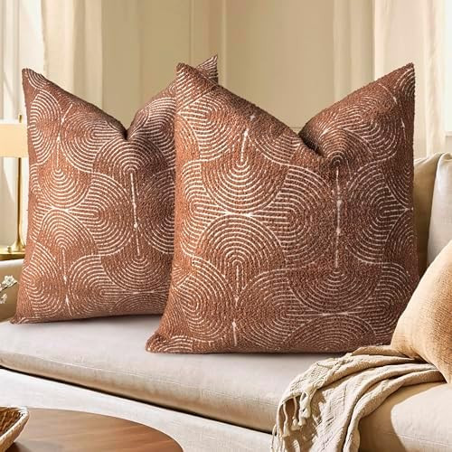 AELS Boho Decorative Textured Throw Pillow Covers 26x26, Modern Mid Century Rainbow Tufted Pillow... | Amazon (US)