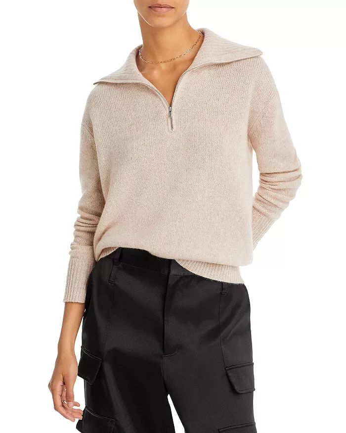 Drop Shoulder Half Zip Cashmere Sweater - 100% Exclusive | Bloomingdale's (US)
