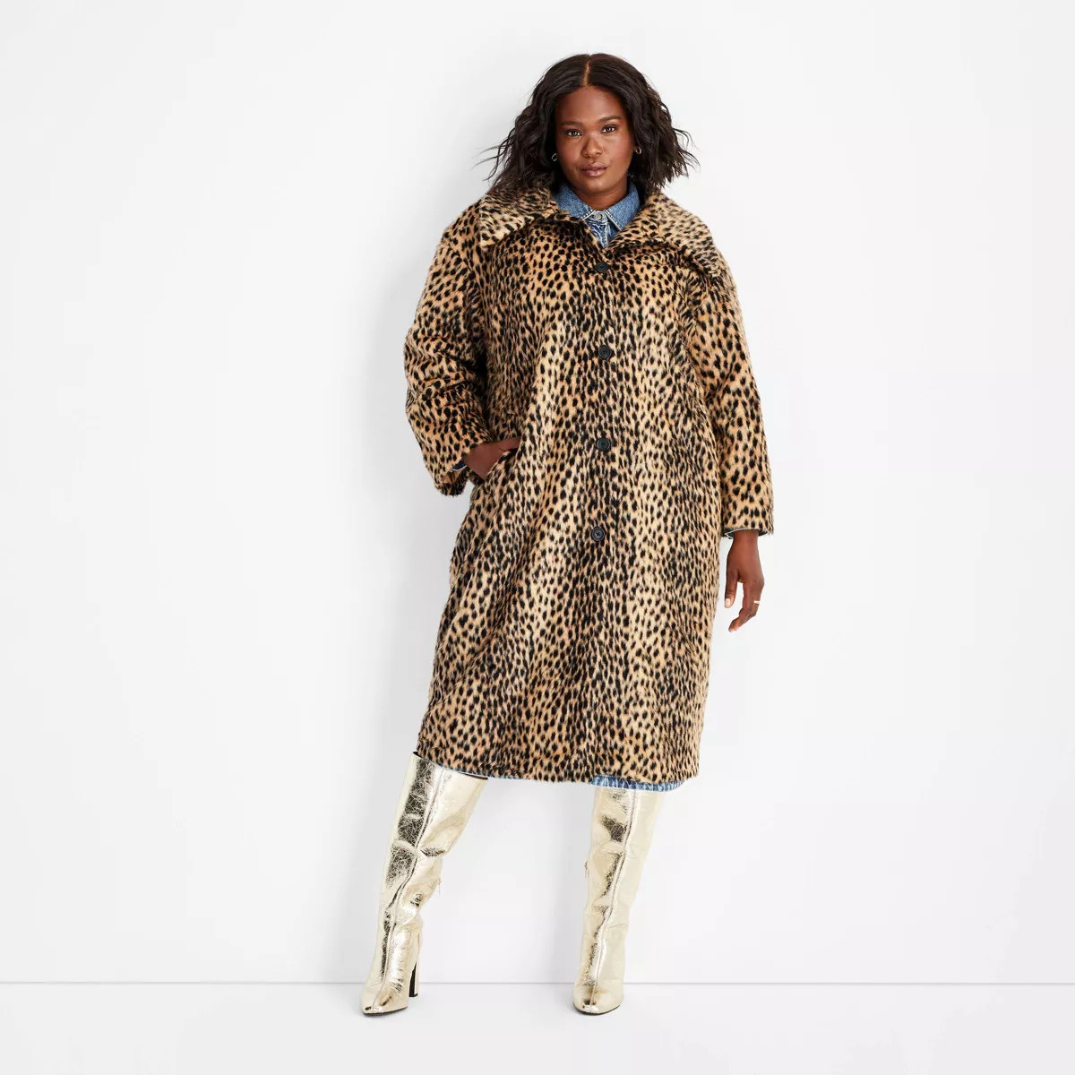 Women's Faux Fur Coat - Future Collective Brown Leopard Print 3X | Target