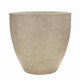 Southern Patio Medium 13 in. x 12 in. 20 qt. Bone High-Density Resin Egg Indoor/Outdoor Planter H... | The Home Depot