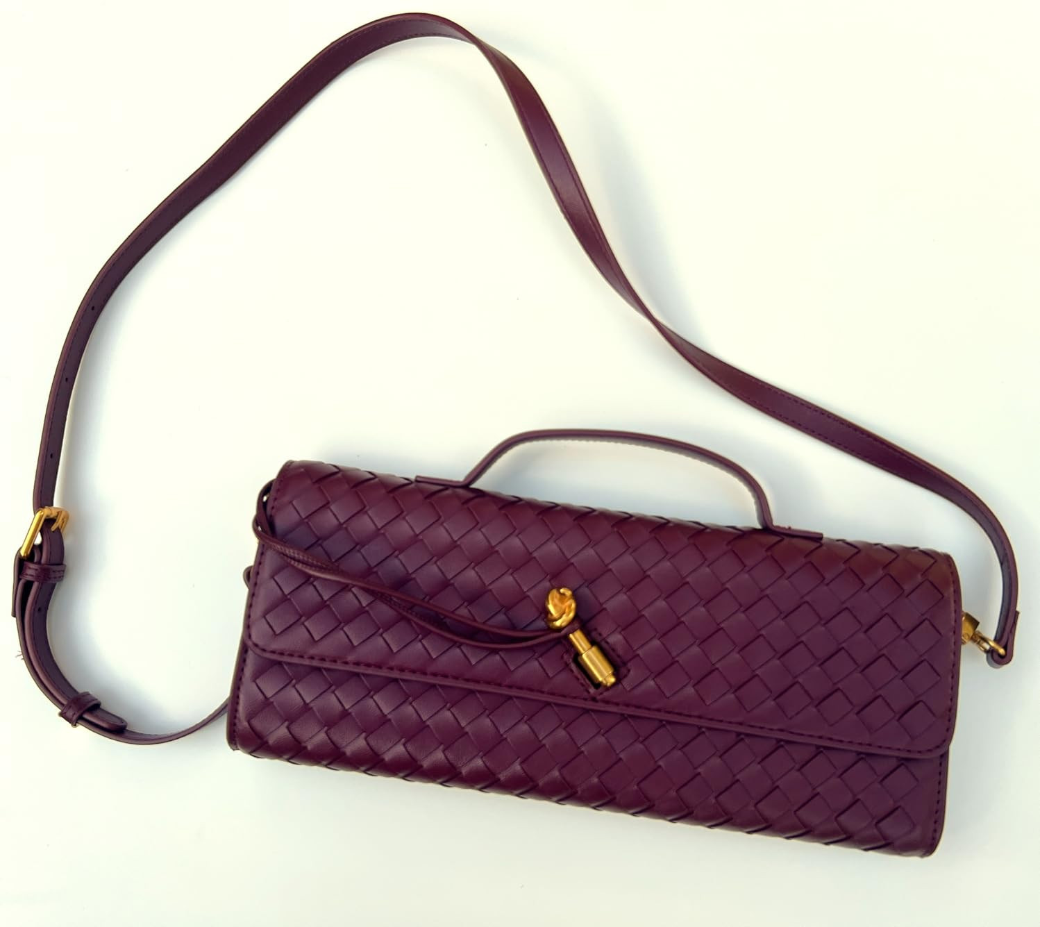 SKYK Burgundy Clutch Purses for Women Woven Evening Bag PU Leather Handbag Shoulder Crossbody Bag... | Amazon (US)