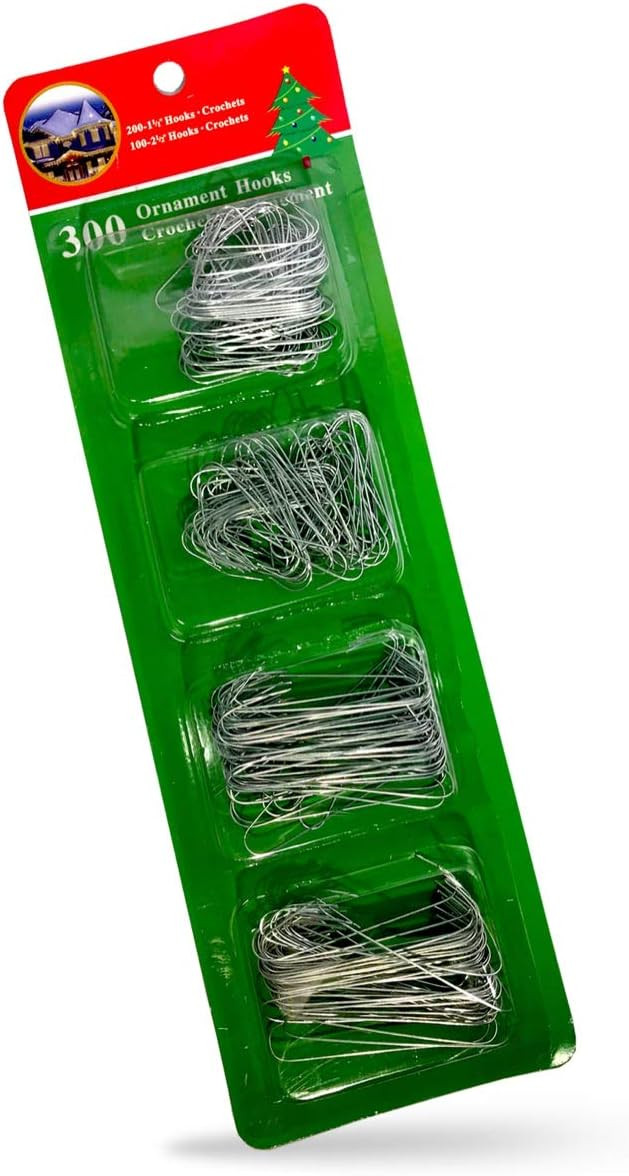R’ND’s 300 Pack Ornament Hooks Christmas Tree Decorating Hangers- Metal Wire Ornament Hooks f... | Amazon (US)