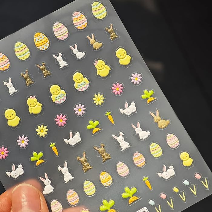 Egg Rabbit Nail Stickers for Nail Art Colorful Nail Decals Easter Nail Stickers Self Adhesive Des... | Amazon (US)