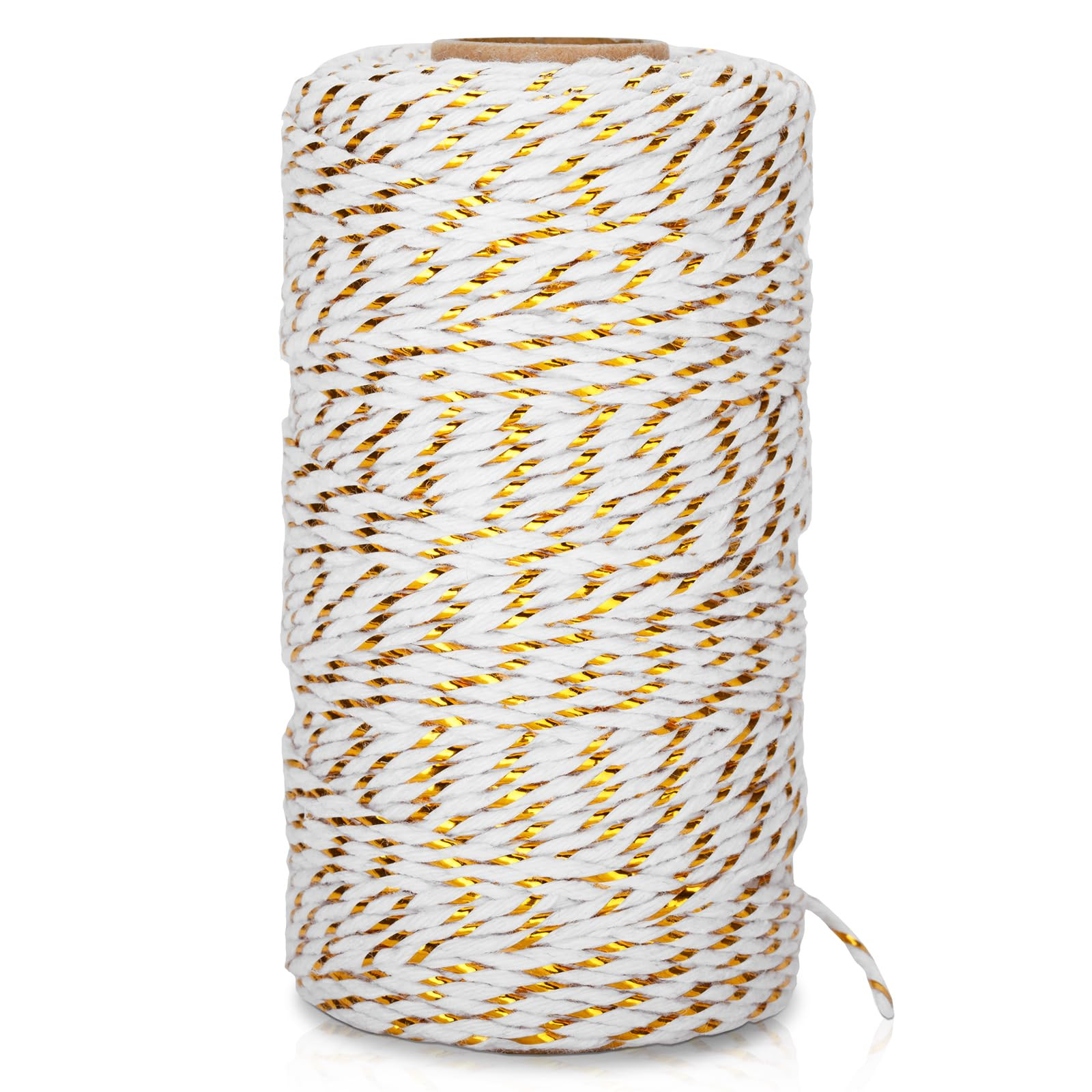 KINGLAKE Gold Twine String - 2mm Cotton Bakers Twine 328 Feet Gold White Metallic Christmas Holid... | Amazon (US)