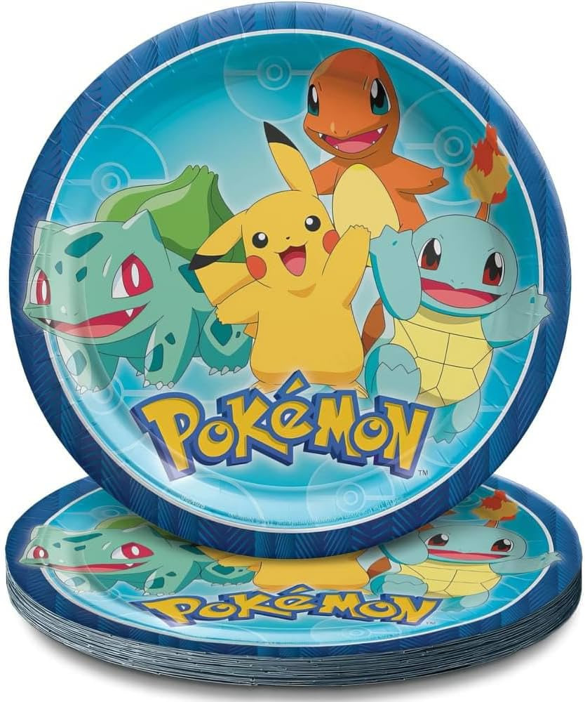 Round Multicolor Pokemon Paper Plates (Pack of 8) - 9", Disposable Plates for Birthday Party Supp... | Amazon (US)