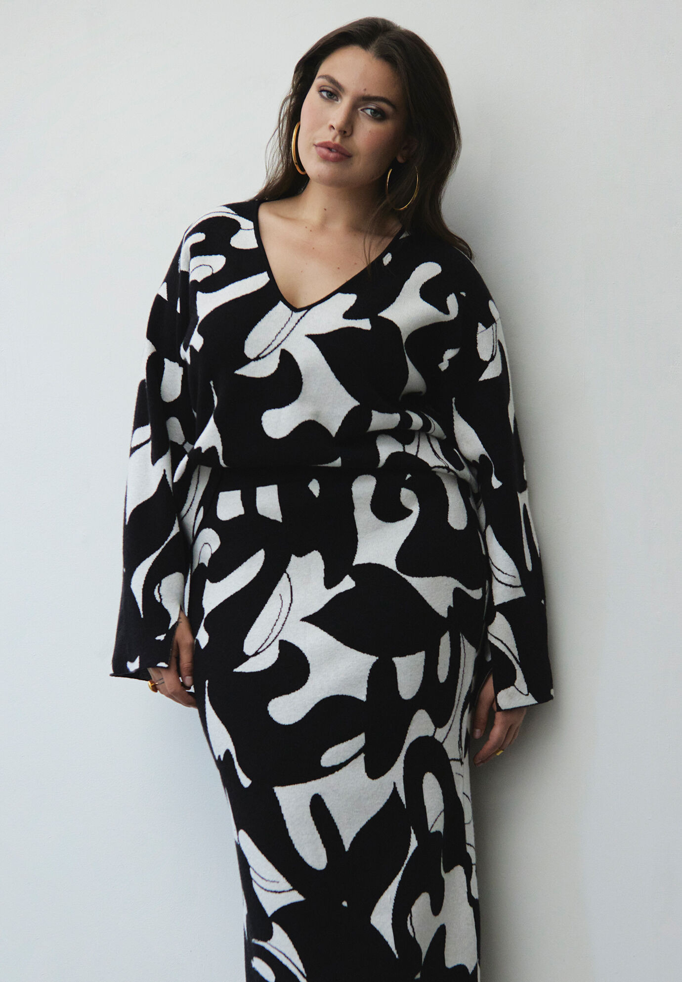 V-Neck Intarsia Sweater | Eloquii