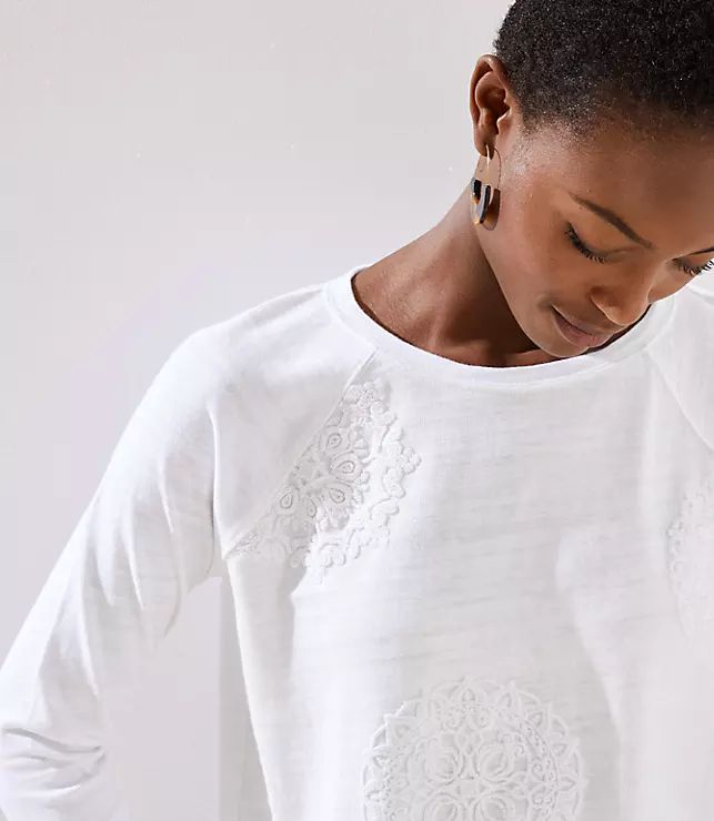 Lace Embroidered Sweatshirt | LOFT