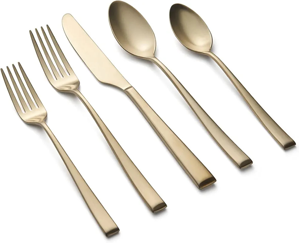 CAMBRIDGE Silversmiths Marlise Champagne Satin 20-Piece Flatware Set, Service for 4 | Amazon (US)