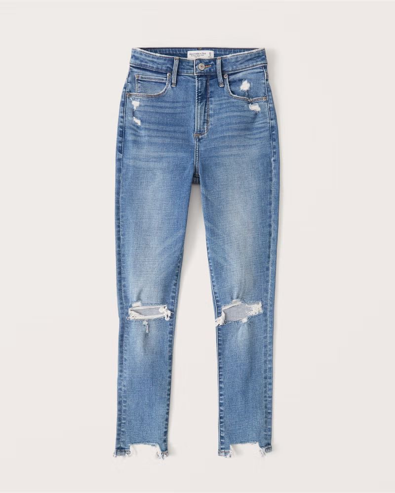 Women's Curve Love High Rise Super Skinny Ankle Jeans | Women's Bottoms | Abercrombie.com | Abercrombie & Fitch (US)