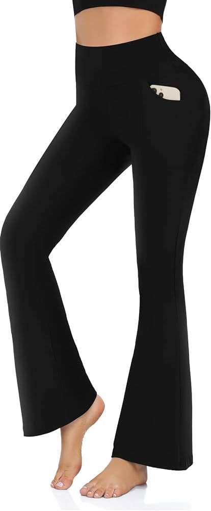 Women’s Bootcut Yoga Pants - Flare Leggings for Women High Waisted Crossover Workout Lounge Bel... | Amazon (US)