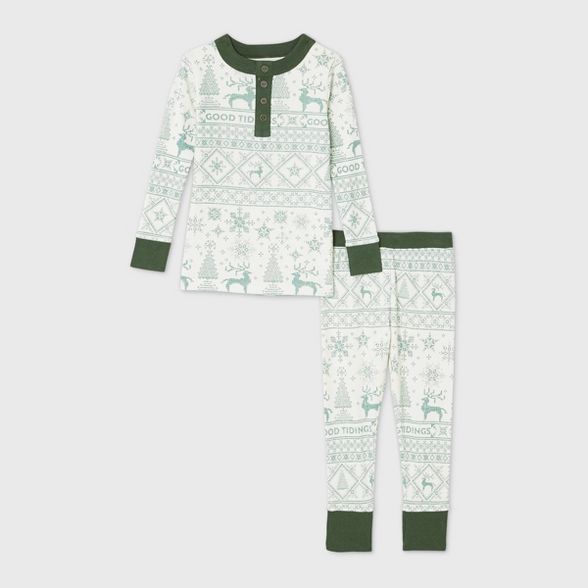 Toddler Holiday 'Good Tidings' 2pc Pajama Set Green - Hearth & Hand™ with Magnolia | Target