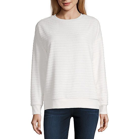 a.n.a Womens Round Neck Long Sleeve Sweatshirt | JCPenney