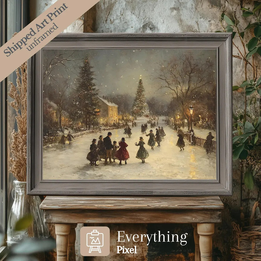 Victorian Christmas Cheer Wall Art Print Vintage Holiday Artwork for Classic Winter Decor Timeles... | Etsy (US)