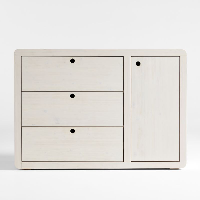 Montauk White Wood 3-Drawer Kids Dresser with Door by Leanne Ford + Reviews | Crate & Kids | Crate & Barrel