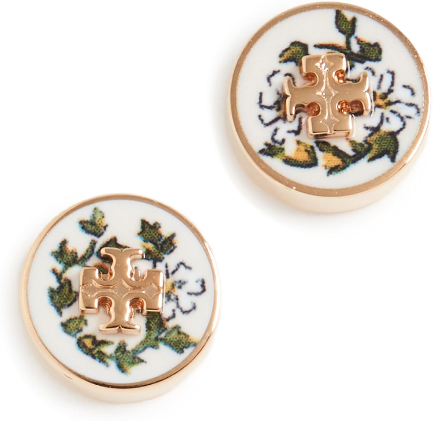 Tory Burch Women's Kira Enamel Printed Circle Stud Earrings | Amazon (US)