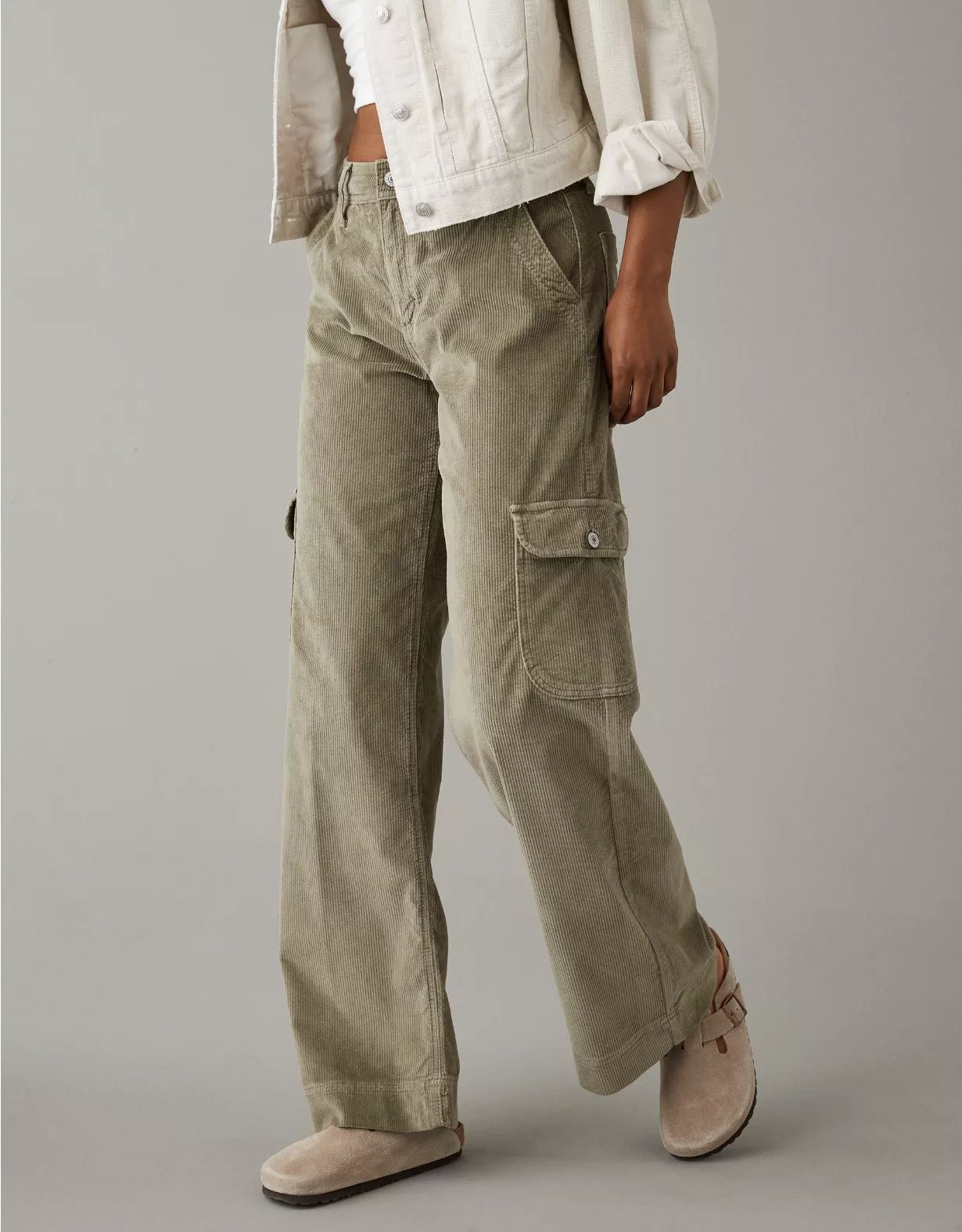 AE Dreamy Drape Stretch Super High-Waisted Baggy Wide-Leg Corduroy Pant | American Eagle Outfitters (US & CA)