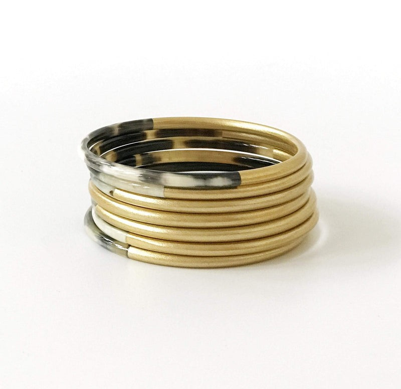 Shiny Gold Horn Bangle Set | Sunshine Tienda