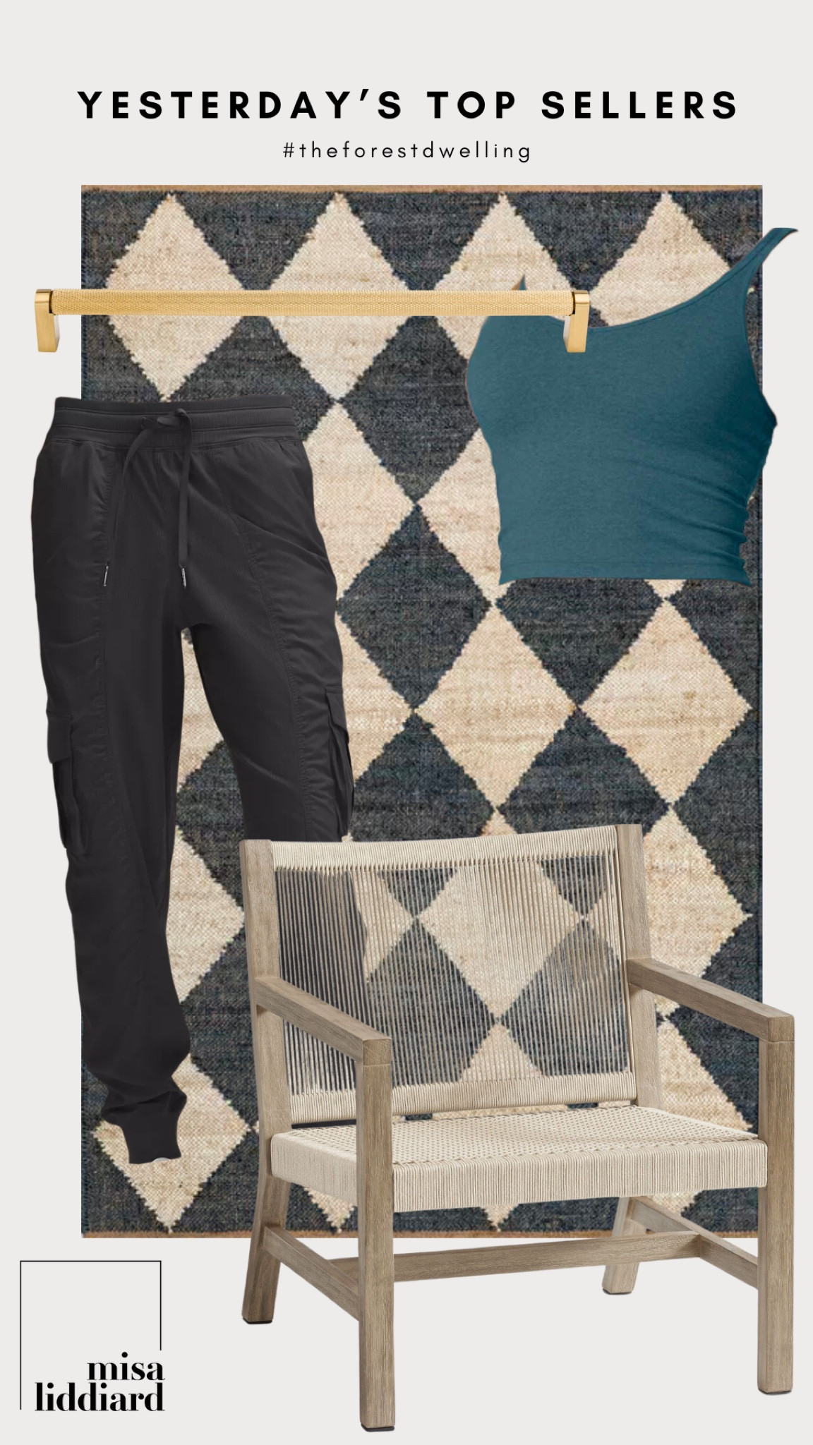 So many of my personal faves were in the top sellers from yesterday. I have the wide leg cargo pants from Lululemon but the joggers are from the same line. Vuori will always be my go-to for comfy and functional workout tops. This checkered rug is currently in my closet and it looks so good with my boucle swivel chair. The kitchen hardware is from Top Knobs.

#LTKstyletip #LTKhome
