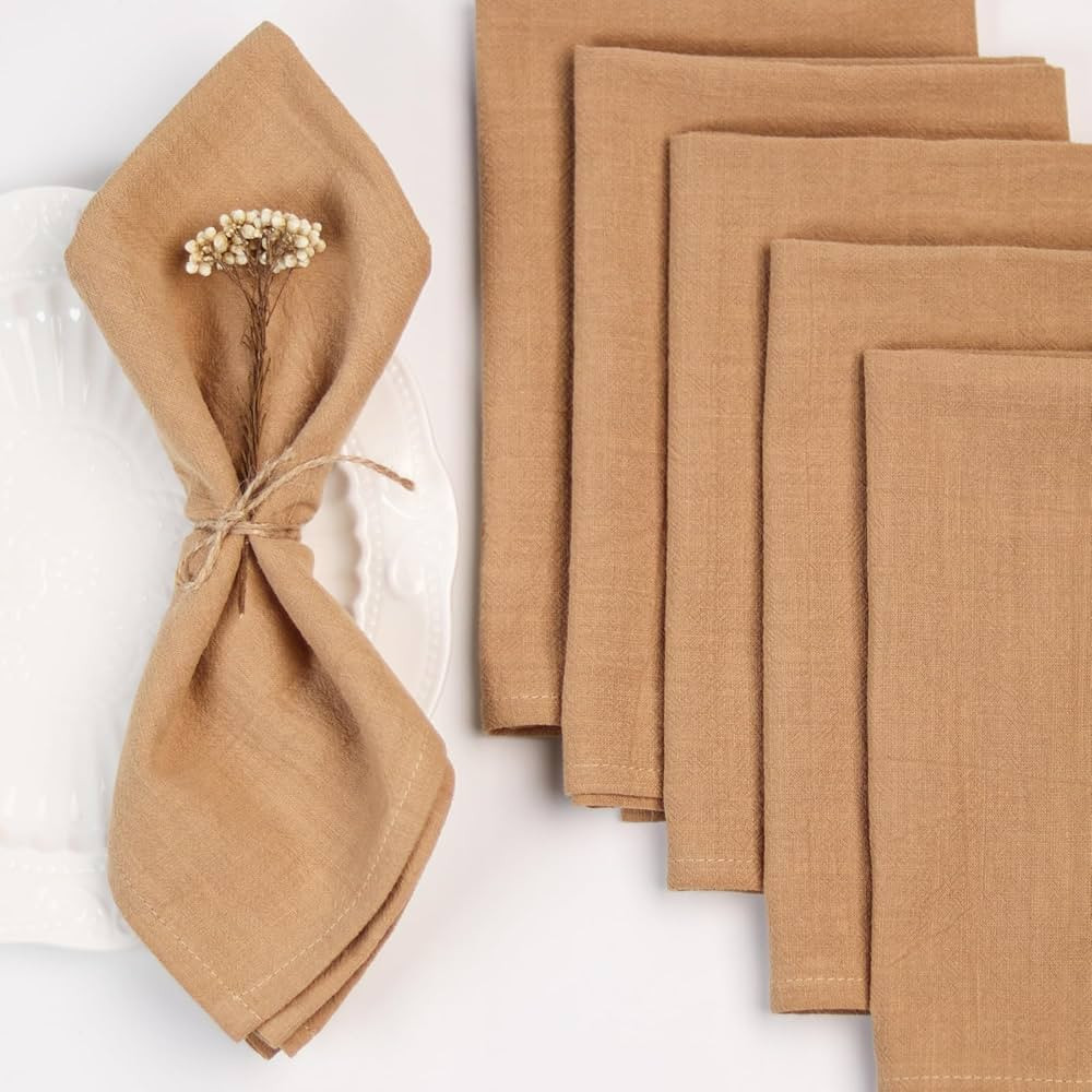 Juego de 6 servilletas de tela de algodón, 16 x 16 pulgadas, reutilizables, lavables, suaves y d... | Amazon (US)