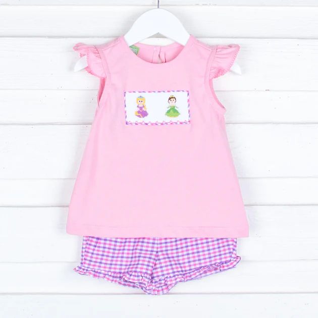 Princess Friends Smocked Pink and Purple Short Set | Classic Whimsy