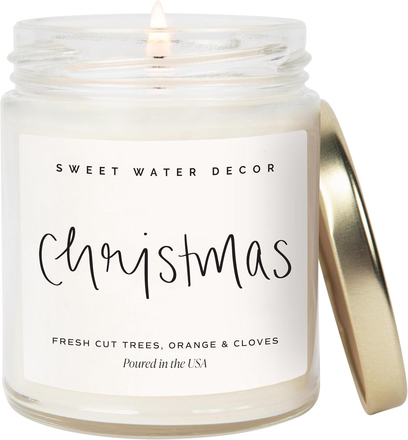 Sweet Water Decor Christmas Candle Gift, Holiday Scented 9oz Clear Jar | Amazon (US)