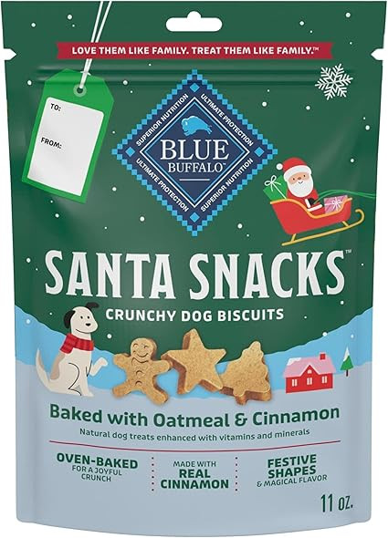 Blue Buffalo Santa Snacks Crunchy Dog Biscuits, Oven-Baked With Natural Ingredients, Oatmeal & Ci... | Amazon (US)
