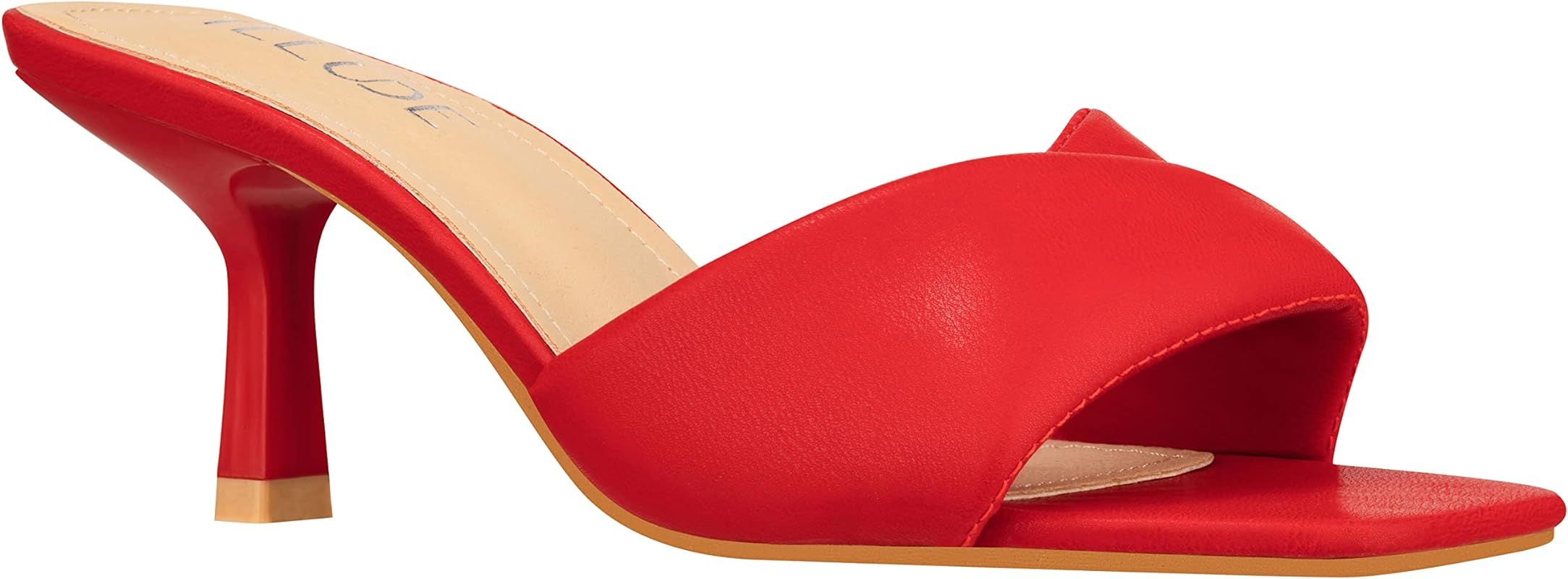 Women’s Low Heel Mules Open Square Toe Slip On Comfortable Cushion Heeled Sandals | Amazon (US)